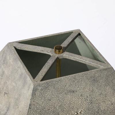 Karl Springer Mid Century Modernist Tessellated Shagreen Geometric Table Lamp by Karl Springer