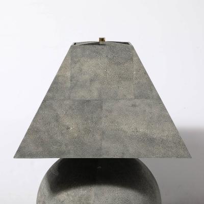 Karl Springer Mid Century Modernist Tessellated Shagreen Geometric Table Lamp by Karl Springer