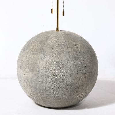 Karl Springer Mid Century Modernist Tessellated Shagreen Geometric Table Lamp by Karl Springer