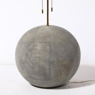 Karl Springer Mid Century Modernist Tessellated Shagreen Geometric Table Lamp by Karl Springer