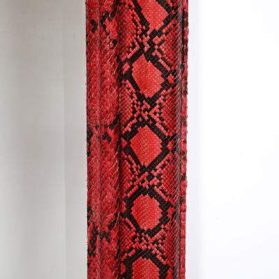 Karl Springer Mid Century Molding Mirror in Red Black Python Leather by Karl Springer