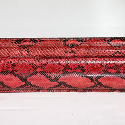Karl Springer Mid Century Molding Mirror in Red Black Python Leather by Karl Springer