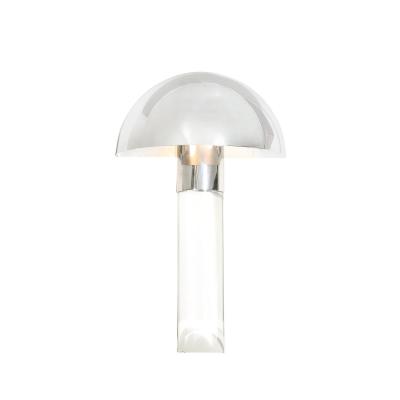 Karl Springer Mid Century Mushroom Sconce by Karl Springer in Polished Chrome Lucite