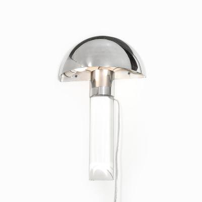 Karl Springer Mid Century Mushroom Sconce by Karl Springer in Polished Chrome Lucite