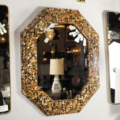 Karl Springer Mid Century Octagonal Tessellated Penshell Mirror in the Manner of Karl Springer
