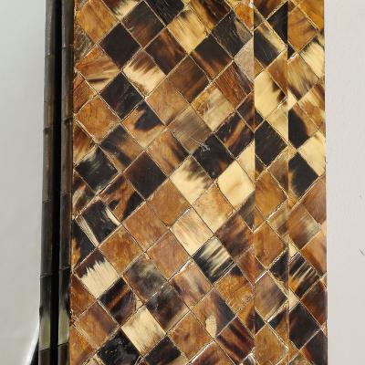 Karl Springer Mid Century Octagonal Tessellated Penshell Mirror in the Manner of Karl Springer