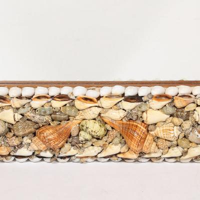 Karl Springer Mid Century Tessellated Seashell Border Mirror in the Manner of Karl Springer