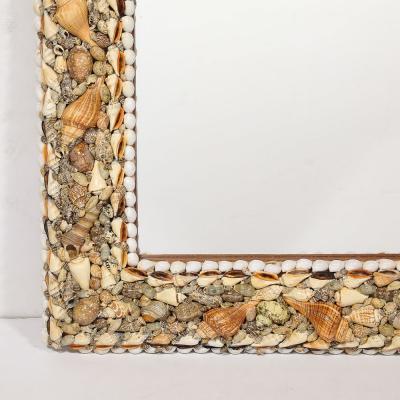 Karl Springer Mid Century Tessellated Seashell Border Mirror in the Manner of Karl Springer
