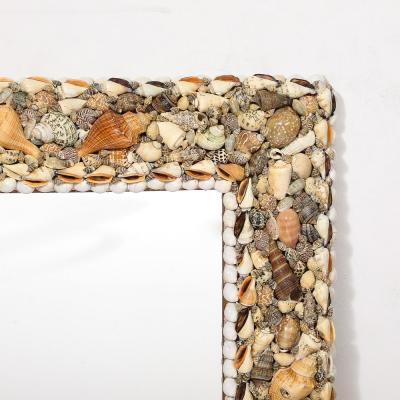 Karl Springer Mid Century Tessellated Seashell Border Mirror in the Manner of Karl Springer