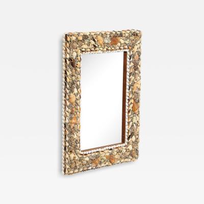 Karl Springer Mid Century Tessellated Seashell Border Mirror in the Manner of Karl Springer