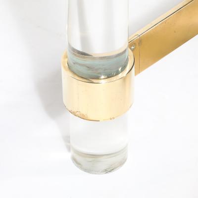 Karl Springer Mid Century X Form Polished Brass Lucite Console Table by Karl Springer