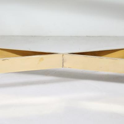 Karl Springer Mid Century X Form Polished Brass Lucite Console Table by Karl Springer