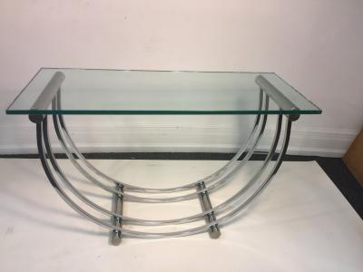Karl Springer Modern Chrome Art Deco Revival U Band Console
