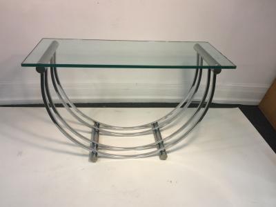 Karl Springer Modern Chrome Art Deco Revival U Band Console