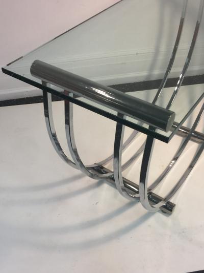 Karl Springer Modern Chrome Art Deco Revival U Band Console