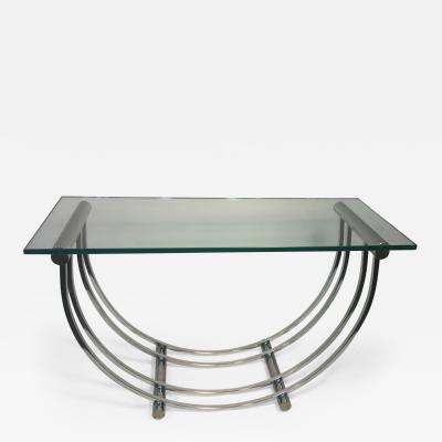 Karl Springer Modern Chrome Art Deco Revival U Band Console