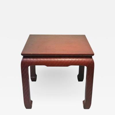 Karl Springer Modern Deep Red Wrapped Grass Cloth Coffee Table in the Manner of Springer