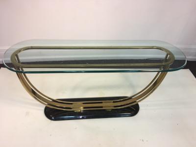 Karl Springer Modern U Shaped Console Table in the Manner of Karl Springer