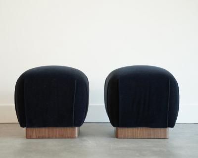 Karl Springer Mohair and Walnut Stools by Karl Springer C 1980s