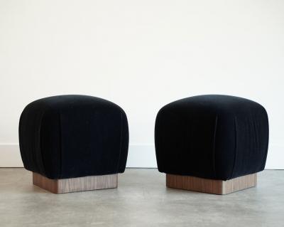 Karl Springer Mohair and Walnut Stools by Karl Springer C 1980s