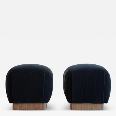 Karl Springer Mohair and Walnut Stools by Karl Springer C 1980s