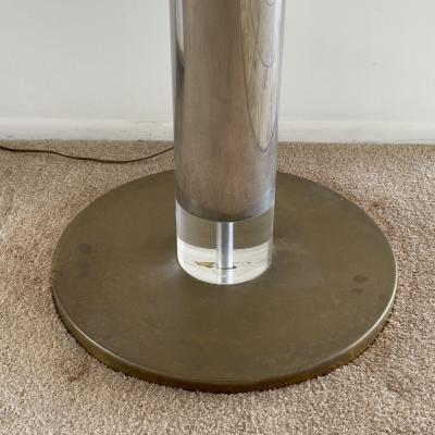 Karl Springer Monumental Chrome Brass and Lucite Torchiere Floor Lamp by Karl Springer