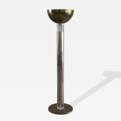 Karl Springer Monumental Chrome Brass and Lucite Torchiere Floor Lamp by Karl Springer