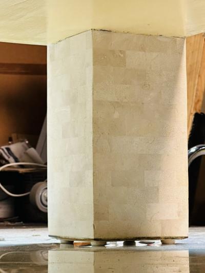 Karl Springer Monumental Coffee Table in Tessellated Stone Brass by Karl Springer Signed