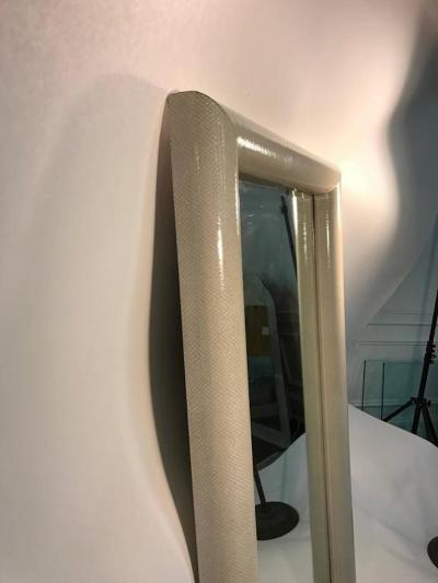 Karl Springer Monumental Faux Snakeskin Wall Mirror in the Manner of Karl Springer