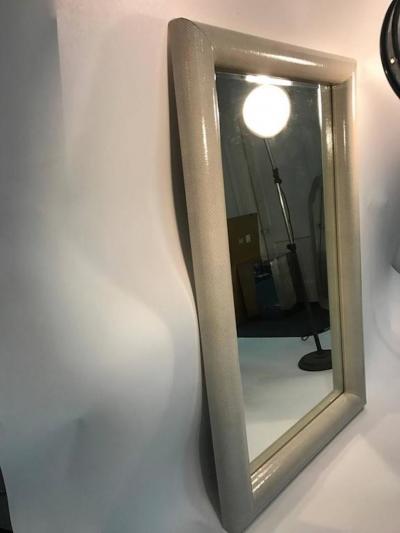Karl Springer Monumental Faux Snakeskin Wall Mirror in the Manner of Karl Springer