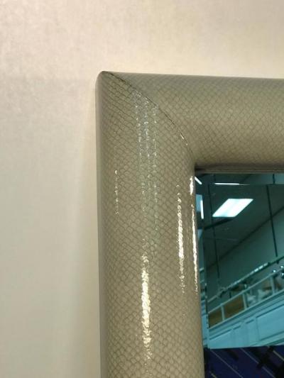 Karl Springer Monumental Faux Snakeskin Wall Mirror in the Manner of Karl Springer