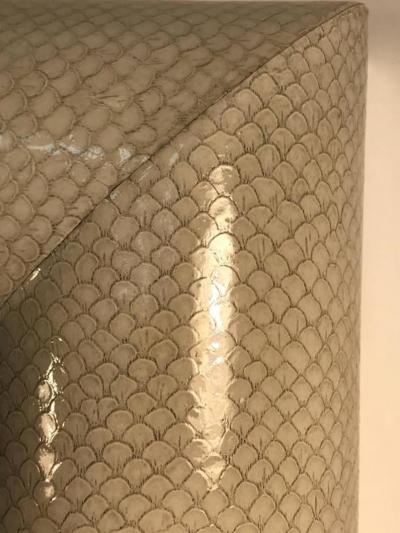 Karl Springer Monumental Faux Snakeskin Wall Mirror in the Manner of Karl Springer