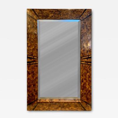 Karl Springer Original Signed Karl Springer Large Wall Hanging Mirror in Tessellated Horn
