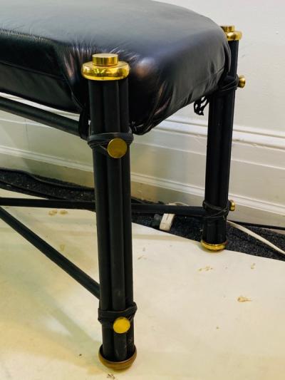 Karl Springer POST MODERN BLACK AND BRASS BENCH