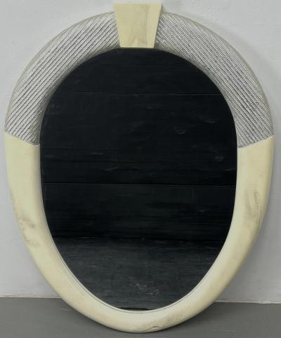 Karl Springer POST MODERN MARBELIZED AND SILVER LEAF TEXTURED MIRROR