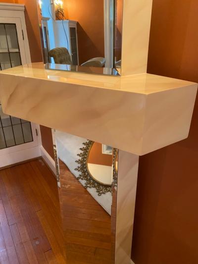 Karl Springer POST MODERN SCULPTURAL WALL MIRROR IN THE MANNER OF KARL SPRINGER