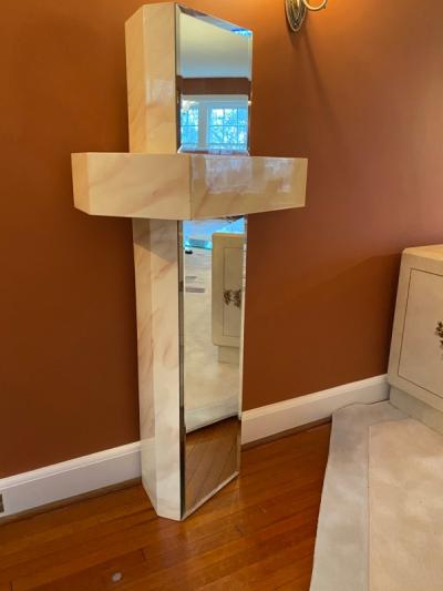 Karl Springer POST MODERN SCULPTURAL WALL MIRROR IN THE MANNER OF KARL SPRINGER