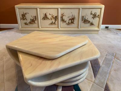 Karl Springer POST MODERNIST ANGLE REVOLVING COFFEE TABLE IN THE MANNER OF KARL SPRINGER