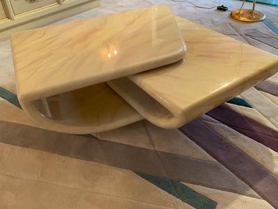 Karl Springer POST MODERNIST ANGLE REVOLVING COFFEE TABLE IN THE MANNER OF KARL SPRINGER