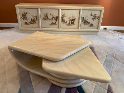 Karl Springer POST MODERNIST ANGLE REVOLVING COFFEE TABLE IN THE MANNER OF KARL SPRINGER