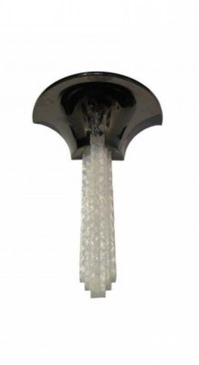 Karl Springer Pair American Modern Glass and Gunmetal Wall Lights Sconces Karl Springer