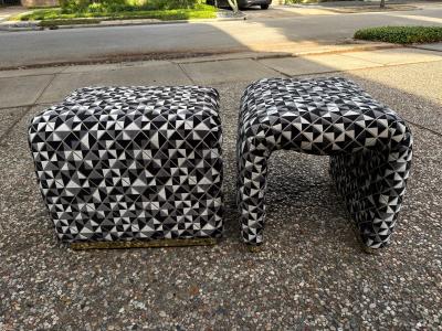 Karl Springer Pair Of Karl Springer Inspired Waterfall Ottomans