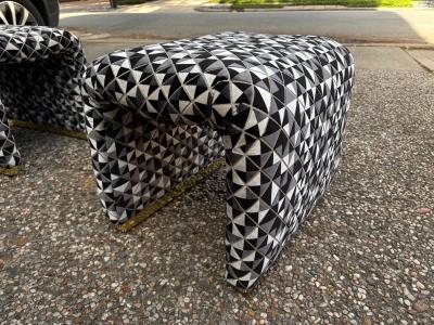 Karl Springer Pair Of Karl Springer Inspired Waterfall Ottomans