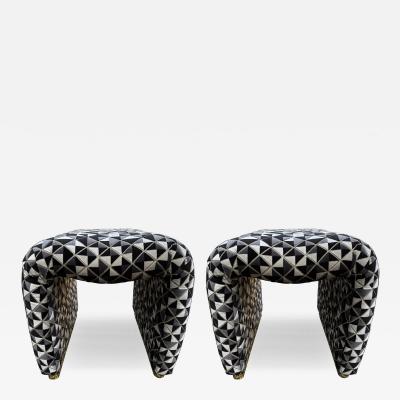 Karl Springer Pair Of Karl Springer Inspired Waterfall Ottomans
