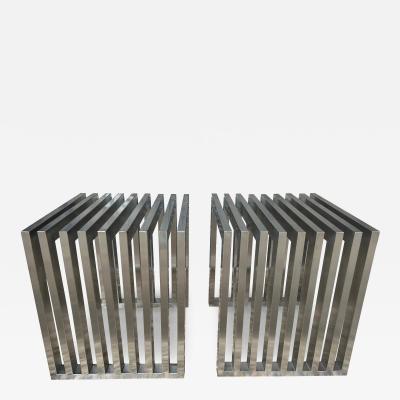 Karl Springer Pair Of Stainless Steel Benches Or Tables