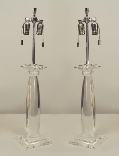 Karl Springer Pair of American 1960s Lucite Table Lamps
