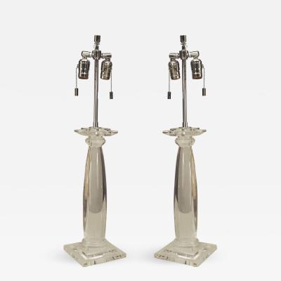 Karl Springer Pair of American 1960s Lucite Table Lamps