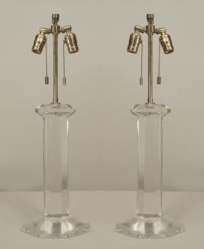 Karl Springer Pair of American 1960s Lucite Table Lamps