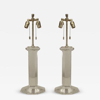 Karl Springer Pair of American 1960s Lucite Table Lamps