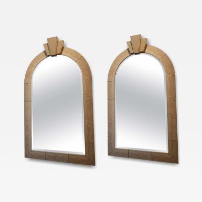 Karl Springer Pair of American Modern Snakeskin Mirrors Karl Springer